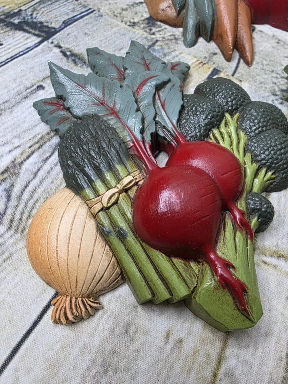 Vtg Lot of 3 Home Interiors Vegetable Plaques Veggie Wall Decor Kitchen Retro